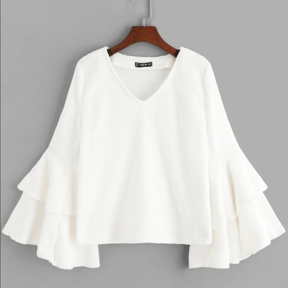 White teddy sweater